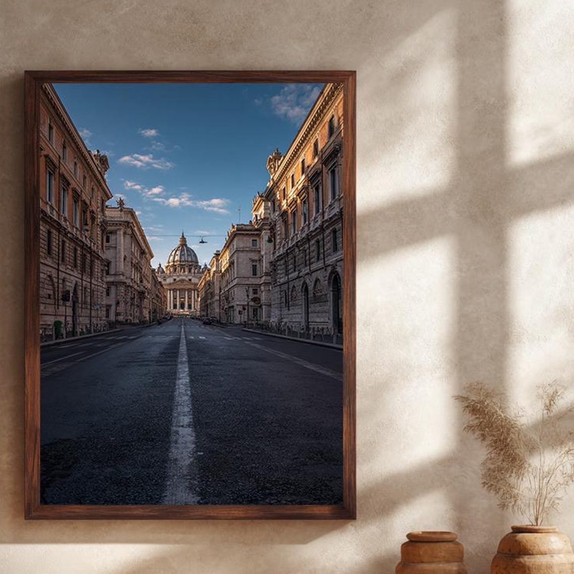 St Peter's Basilica Rome Empty Street Architecture View Poster
