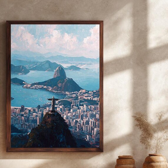Rio de Janeiro Sugarloaf Mountain Aerial Skyline Cityscape Poster