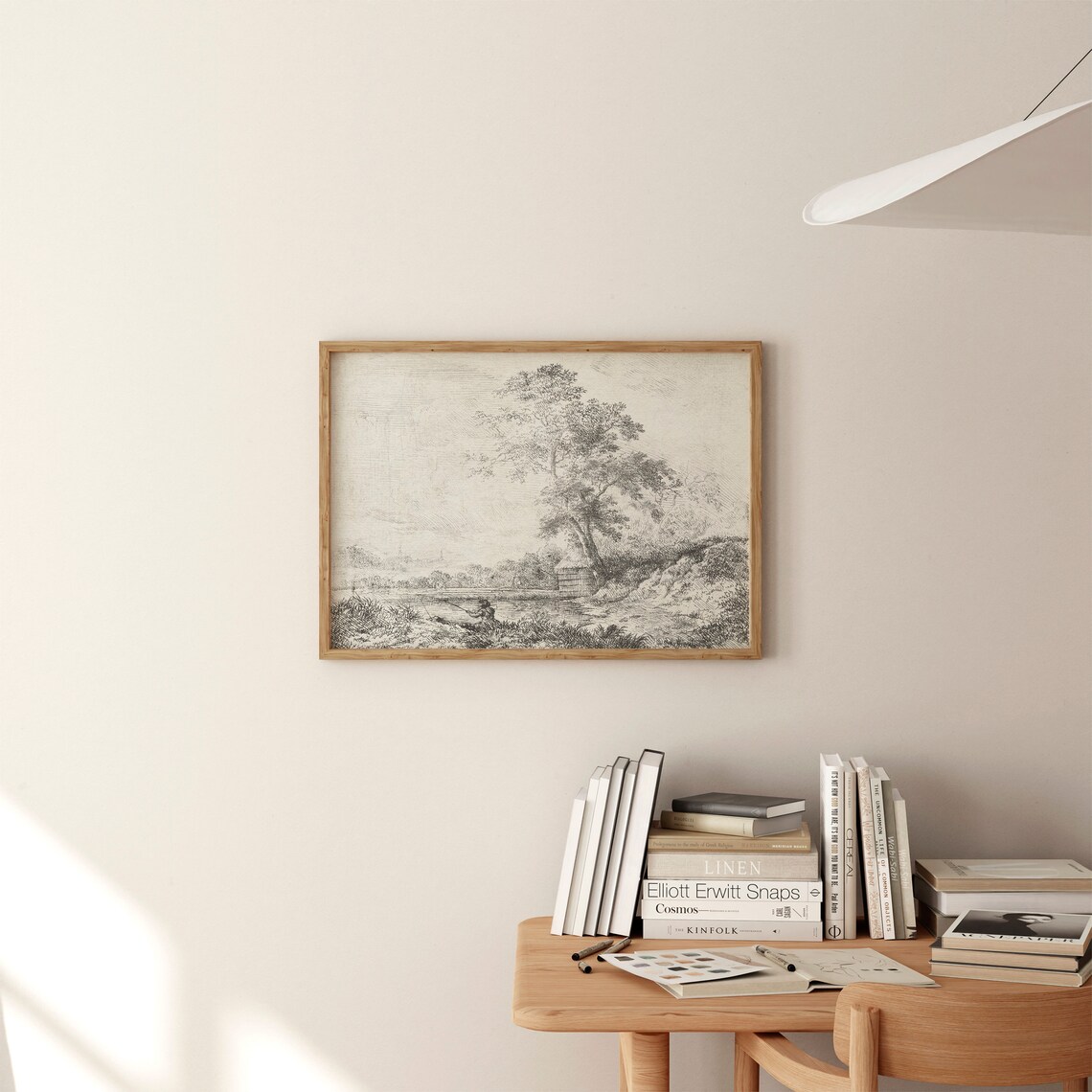 Vintage Rustic Landscape Sketch Drawing Art Print - Image 3