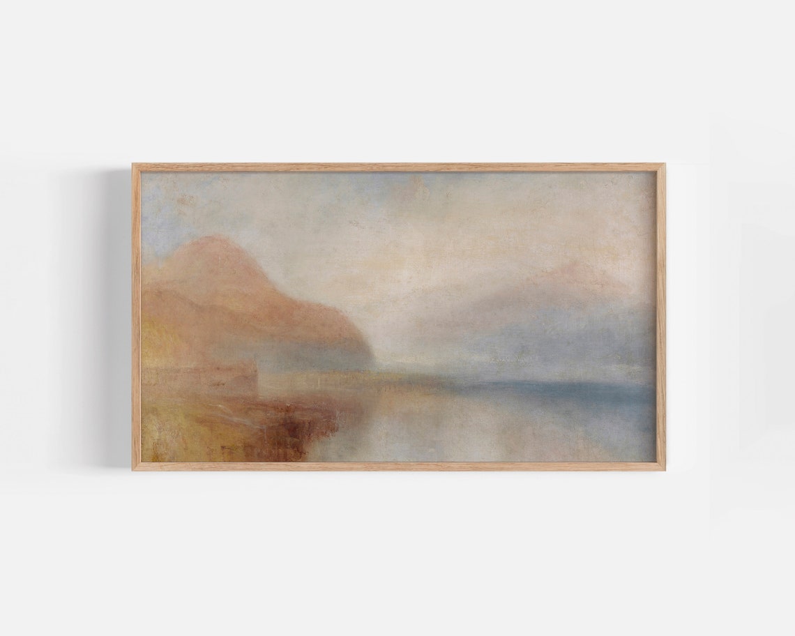 Soft Abstract Pastel Landscape Hazy Hills Calm Watercolor Poster