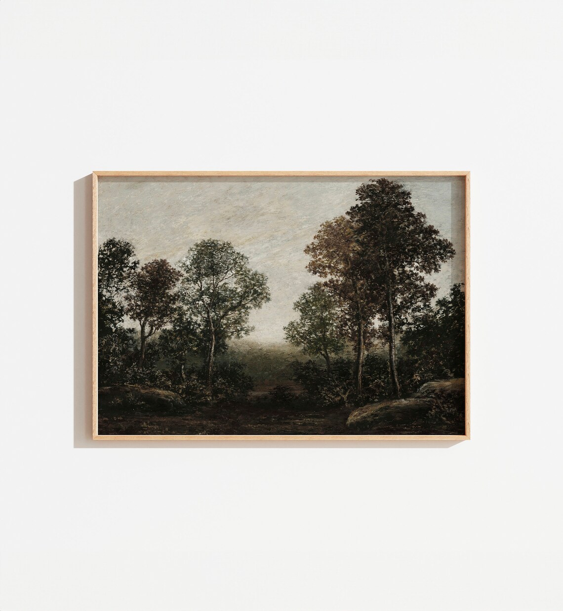 Vintage Moody Rustic Landscape, Forest Oil Art Print