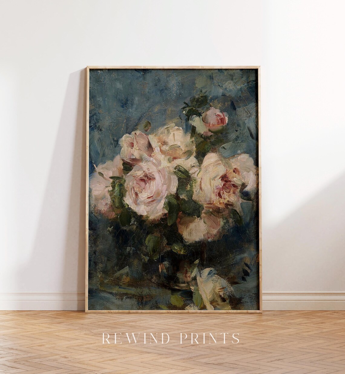 Vintage Floral Still Life, Pink Roses Art Print - Image 3
