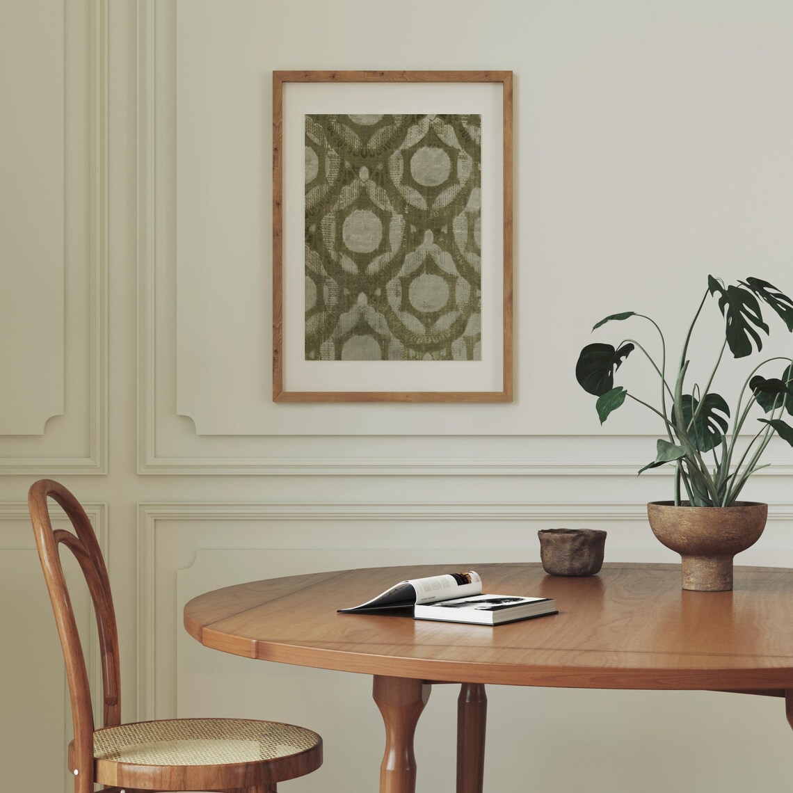 Vintage Olive Green Tapestry Floral Art Print - Image 2