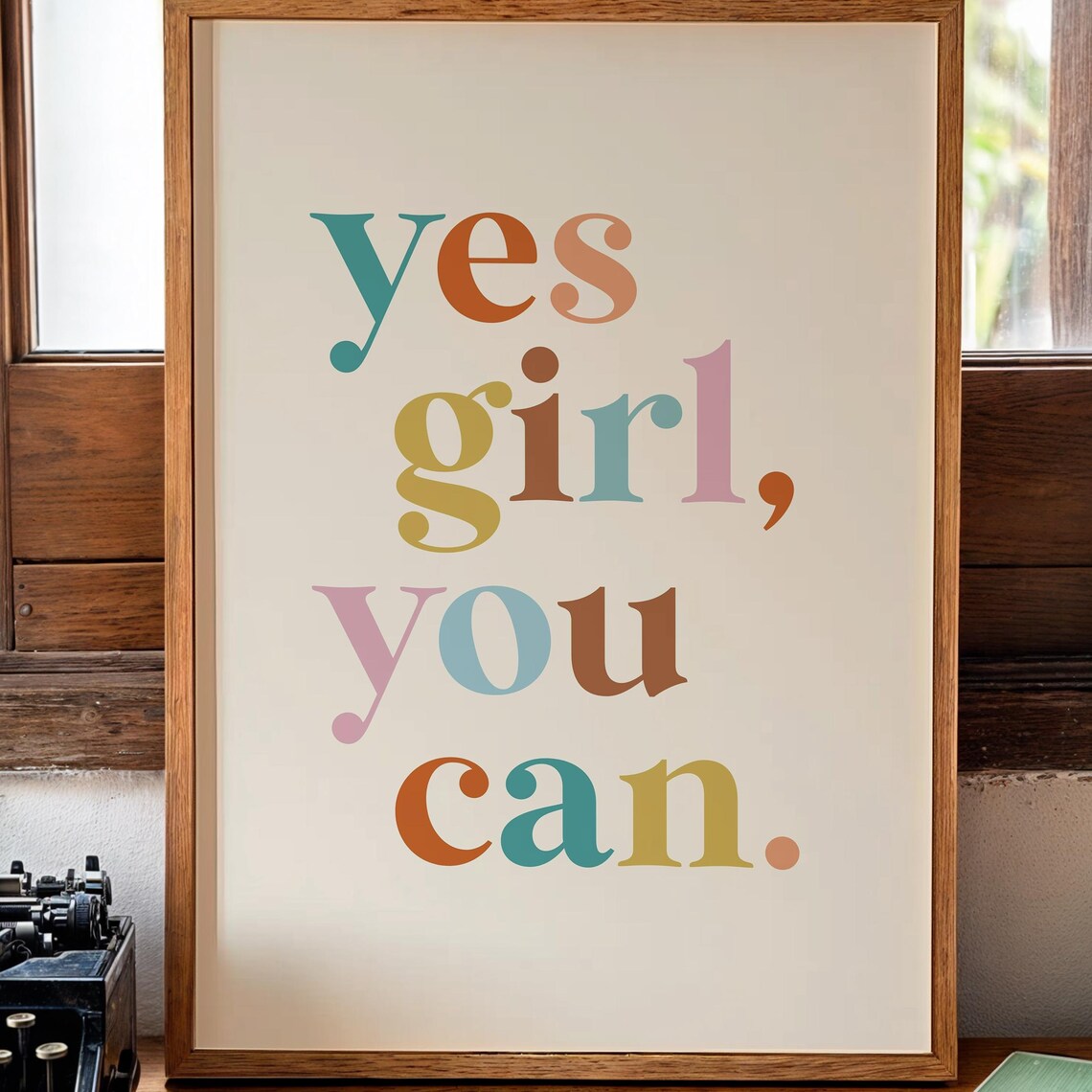 Yes Girl You Can Motivational Poster, Boho Nursery