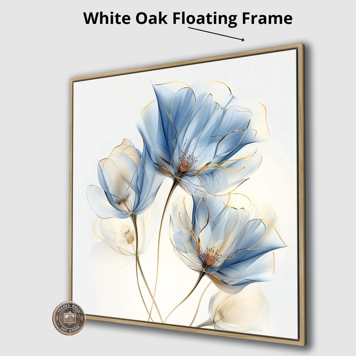 Delicate Blue Translucent Flowers With Gold Accents Botanical Poster - Image 4