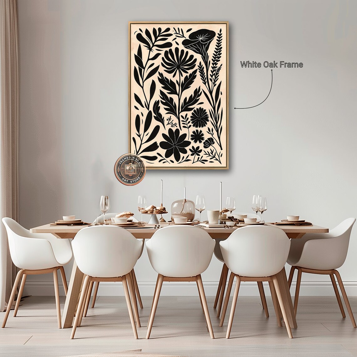 Black And White Botanical Floral Art Print, Modern - Image 2