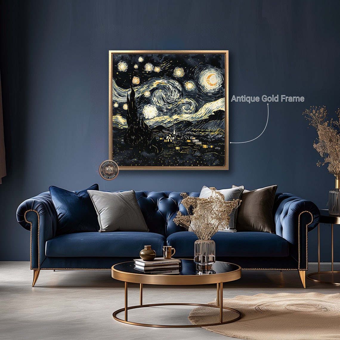 Starry Night Swirling Sky Village Van Gogh Style Dreamy Art Poster - Image 5