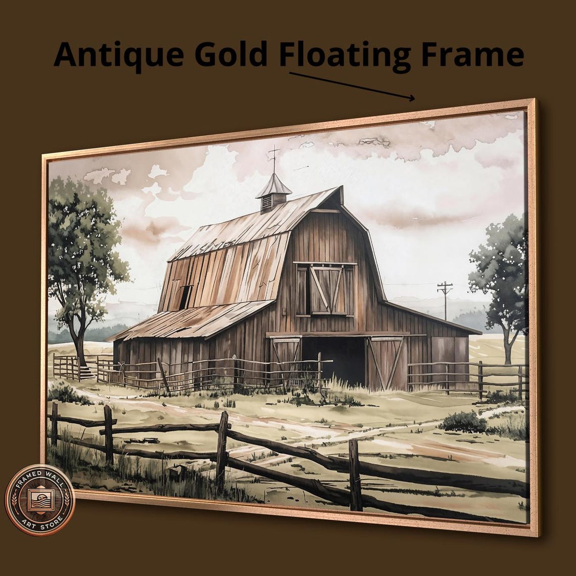 Rustic Wooden Barn With Split Rail Fences Country Landscape Poster - Image 3