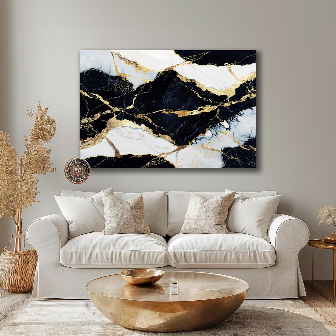 Black White Marble With Gold Veins Abstract Luxury Art Poster - Image 2