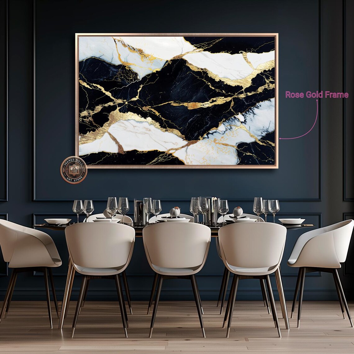 Black White Marble With Gold Veins Abstract Luxury Art Poster - Image 4