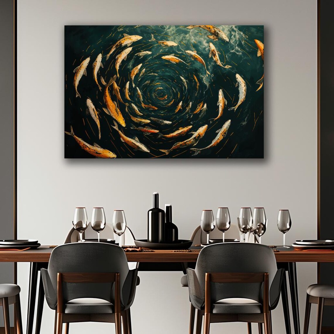 Abstract Koi Fish Spiral, Japanese Zen Art Print - Image 2