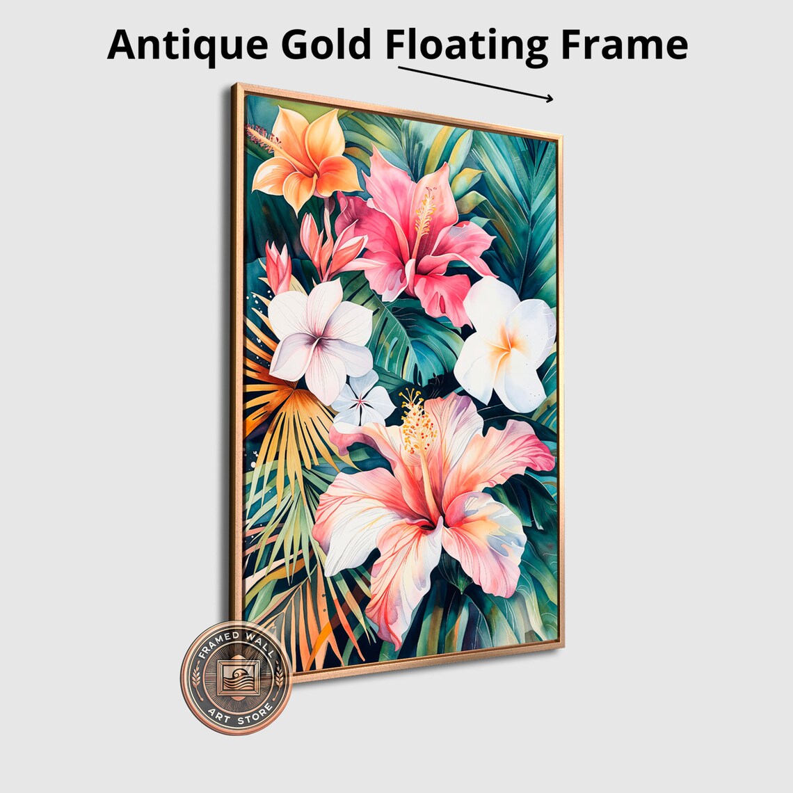 Tropical Hibiscus Flowers Botanical Wall Art Print - Image 3
