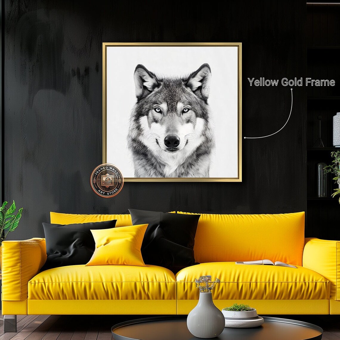 Majestic Grey Wolf Close Up Black And White Wildlife Portrait Wall Poster - Image 5