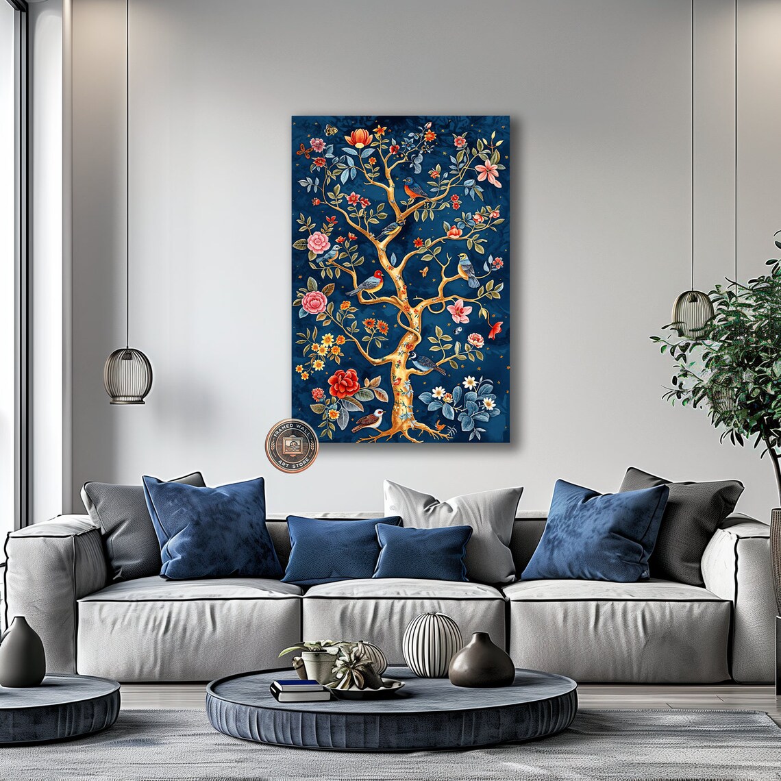 Tree of Life with Birds and Flowers, Nursery Art Print - Image 2
