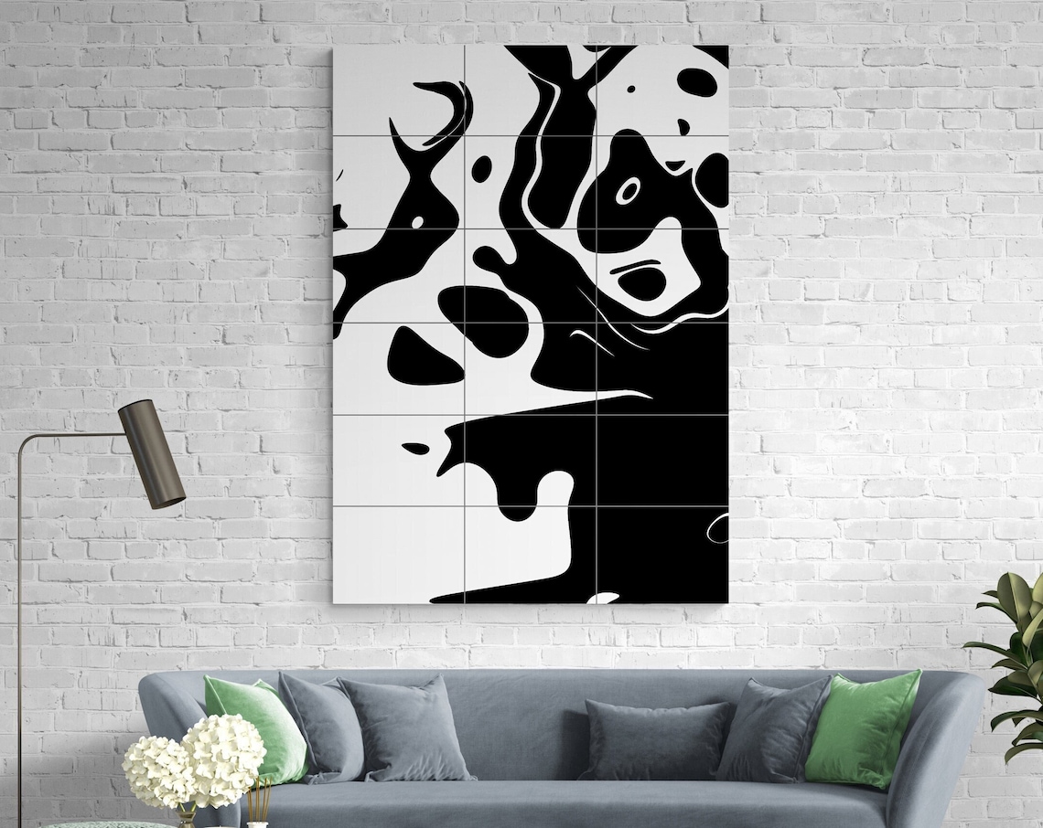 Bold Black and White Fluid Ink Blot Abstract Contrast Art Poster