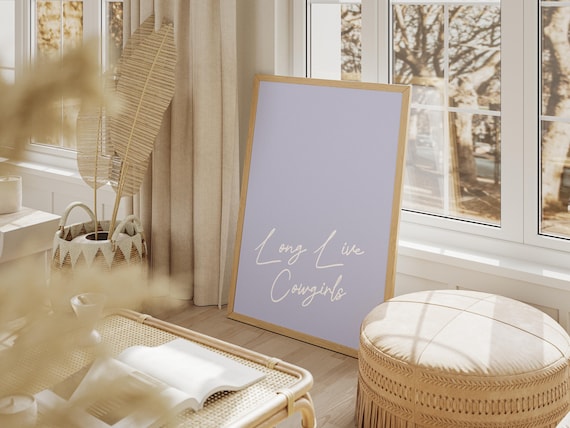 Long Live Cowgirls Lavender Script Western Quote Wall Poster