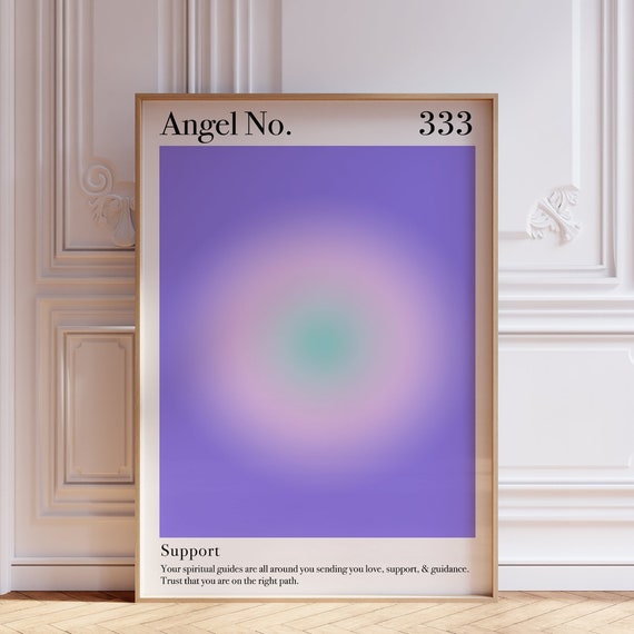 Purple Aura Poster 333 Angel Number Pink Wall Art Print Psychedelic Spiritual Meditation