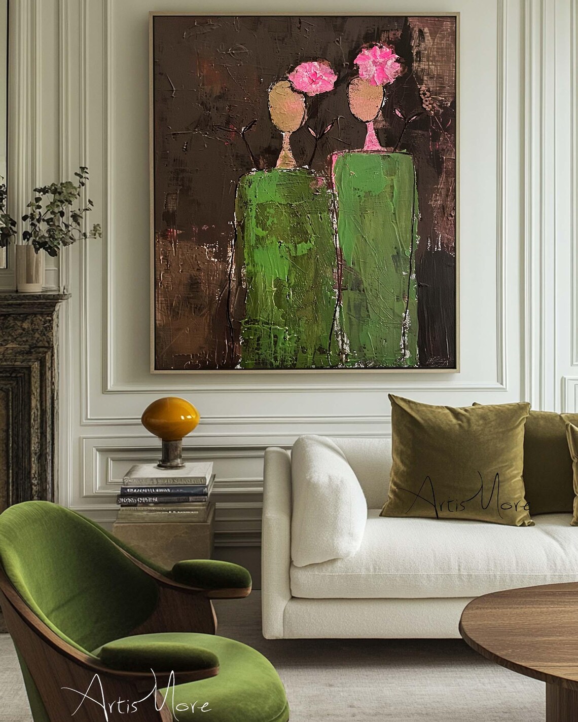Vintage Boho Woman Abstract Portrait Art Print - Image 3