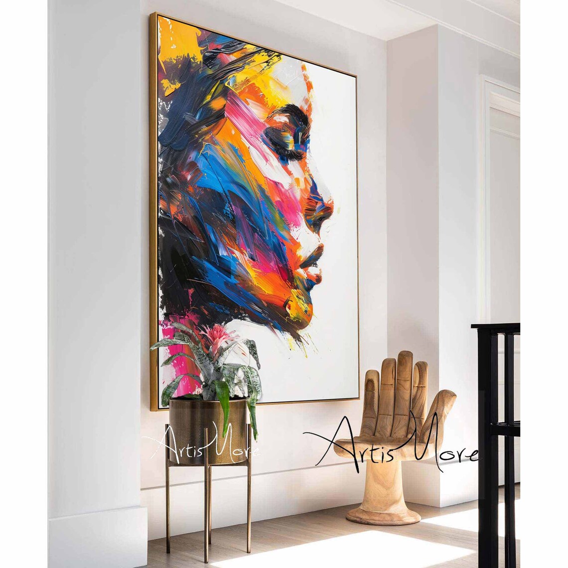 Abstract Woman Profile Portrait Bold Colorful Brushstroke Art Poster - Image 2