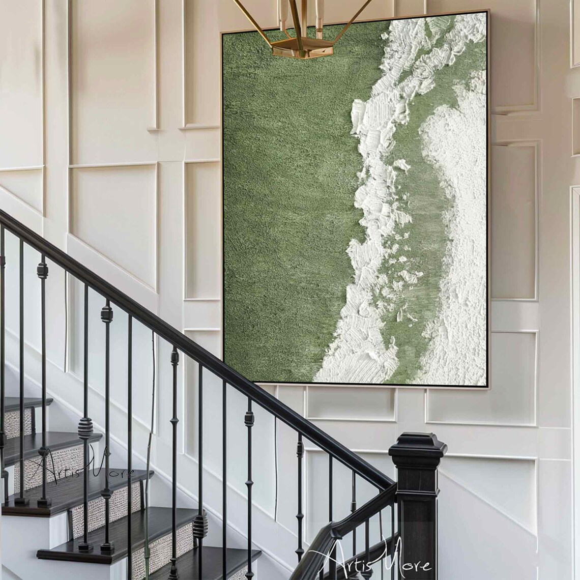 Sage Green Minimalist Wabi Sabi Abstract Texture Wall Art Poster - Image 2
