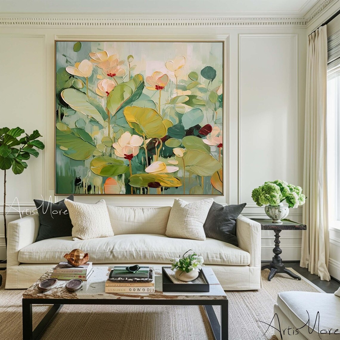 Green Floral Texture Boho Wall Art Print - Image 3