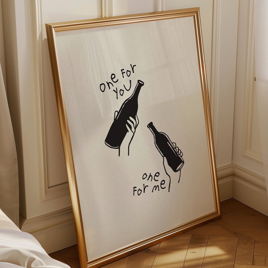 Funny Wine Art, Minimalist Apartment Decor Poster