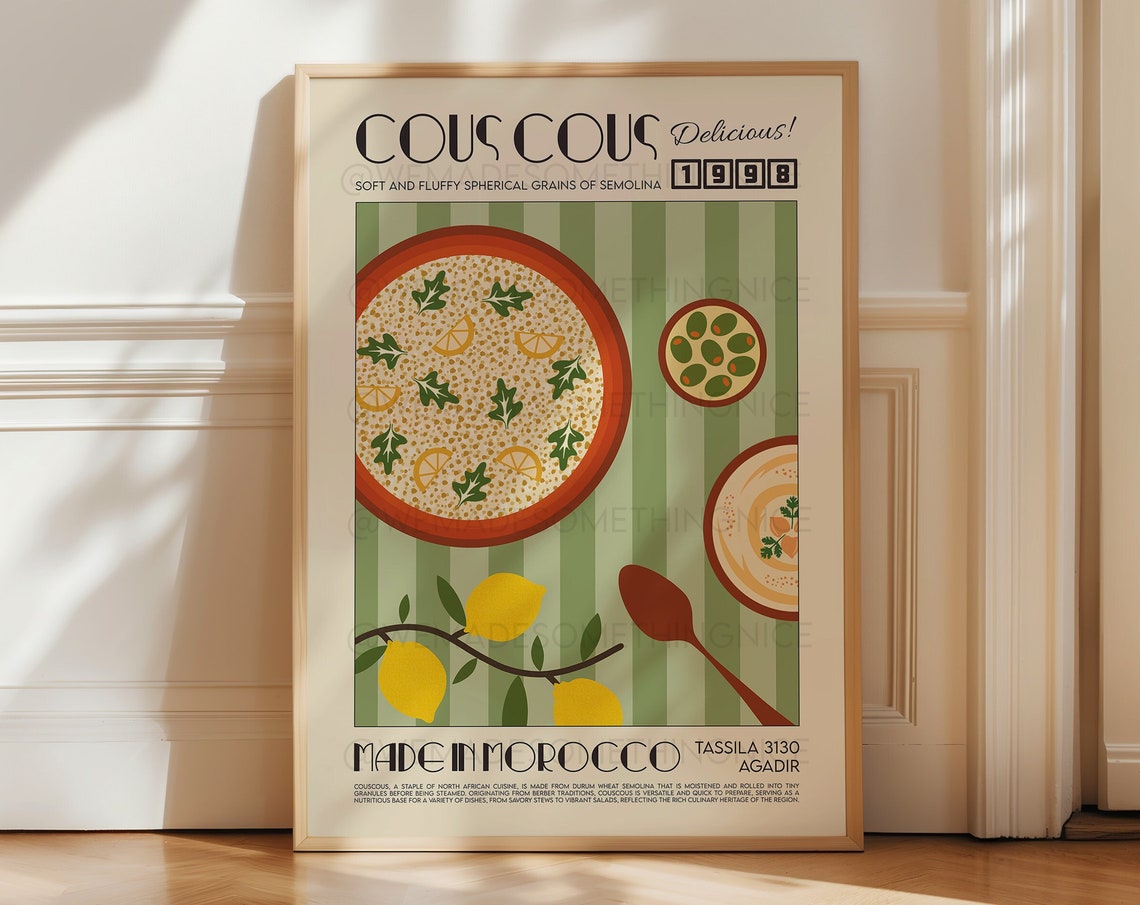 Cous Cous Delicious Made In Morocco Retro Vintage Food Ad Poster