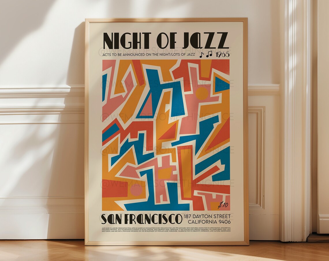 San Francisco Jazz Poster, Mid-Century Modern Art Print