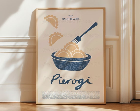 Pierogi Vintage Food Poster, Modern Kitchen Decor