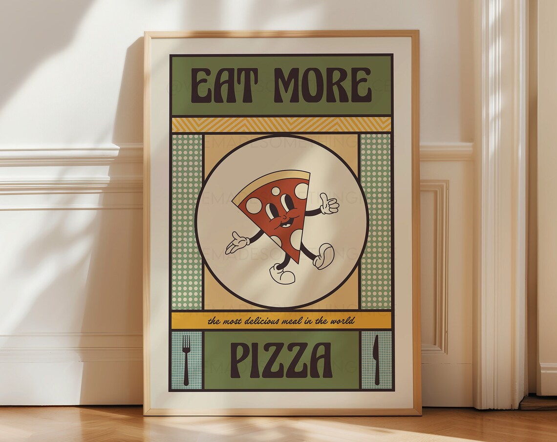 Pizza Print Kitchen Art, Food Poster