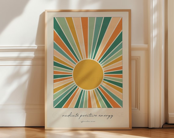 Radiate Positive Energy Motivation Poster, Affirmation Art