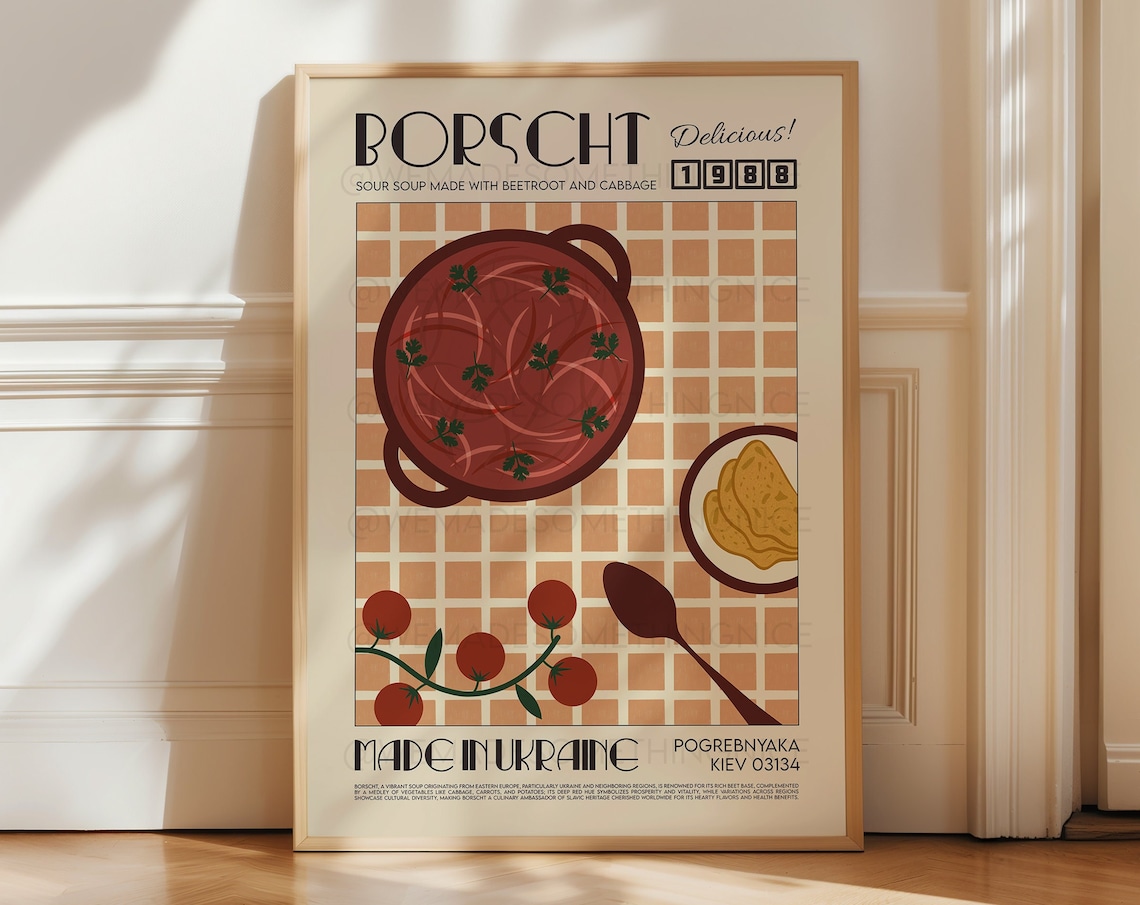 Borscht Poster, Modern Kitchen Food Illustration