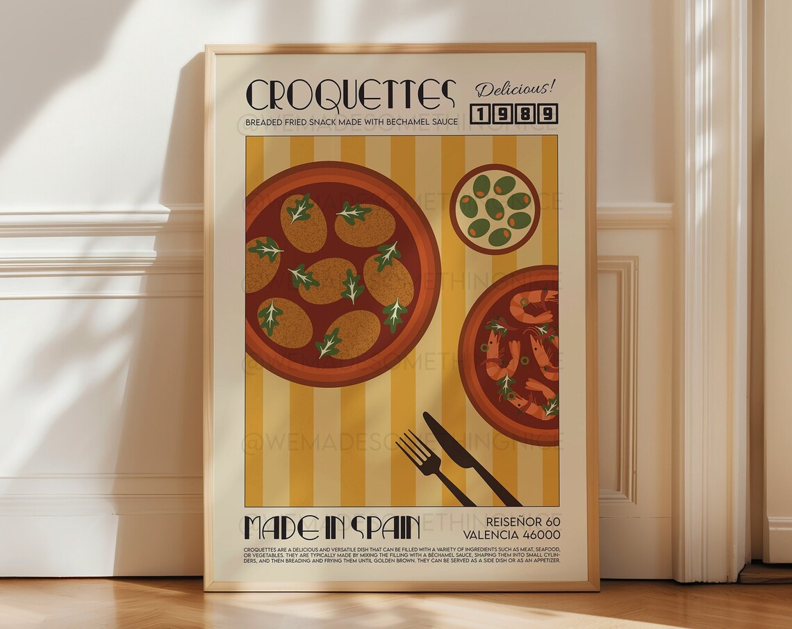 Croquettes Mid-Century Modern Kitchen Poster