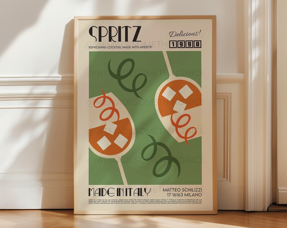 Spritz Cocktail Birthday Kitchen Poster Print