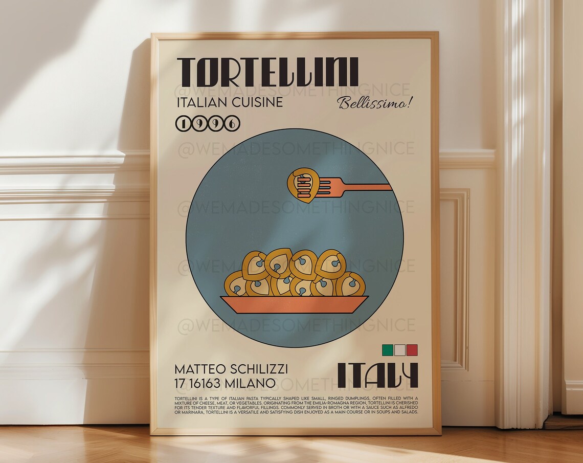Tortellini Poster, Retro Kitchen Art Print