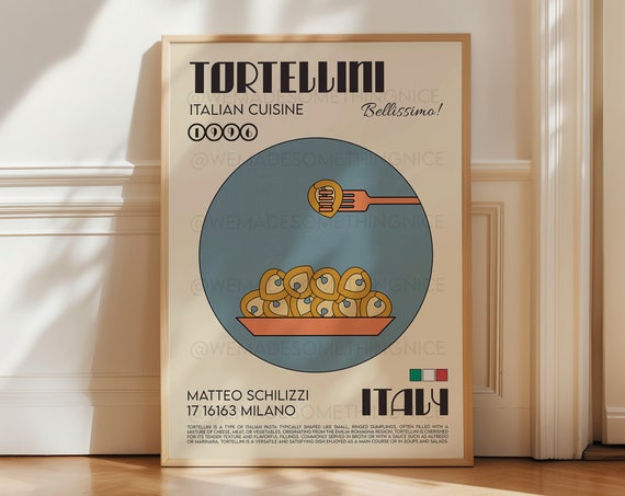 Tortellini Poster, Retro Kitchen Art Print