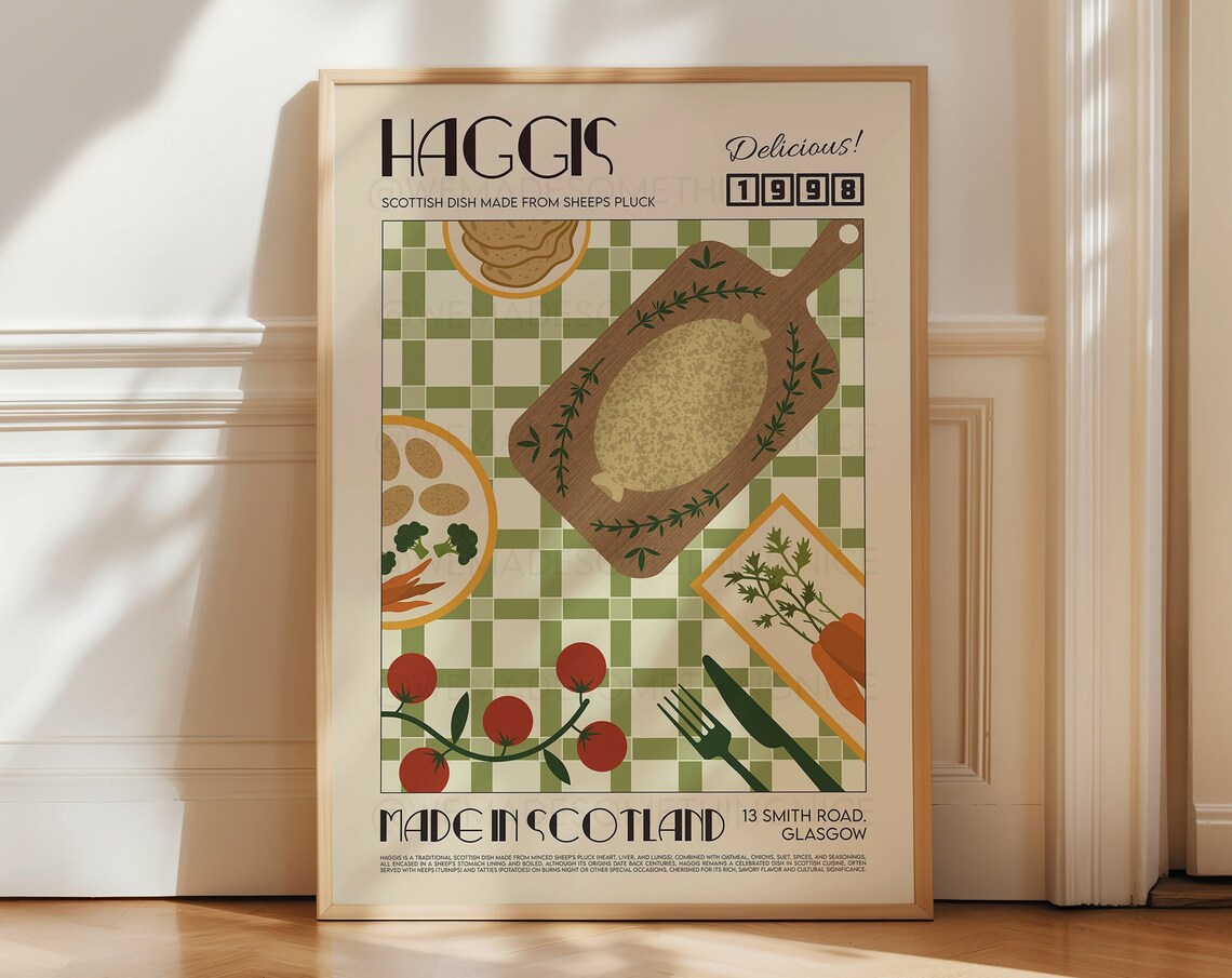Haggis Retro Food Poster Print, Modern Kitchen