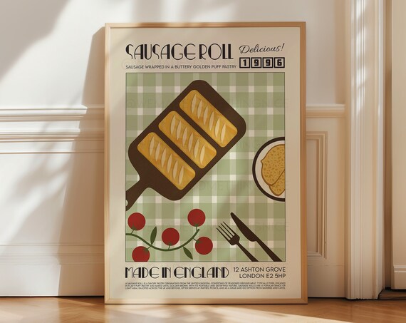 Sausage Roll Retro Kitchen Art Print