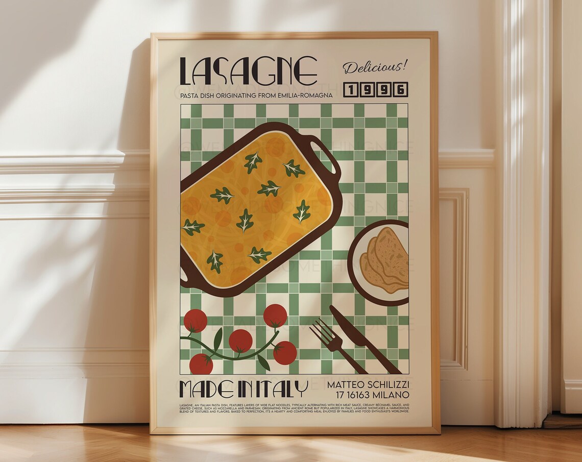 Lasagne Mid-Century Modern Kitchen Art Print