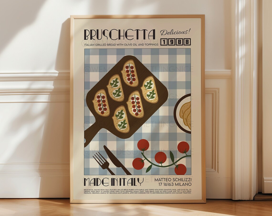 Bruschetta Kitchen Art, Mid-Century Modern Italy Poster