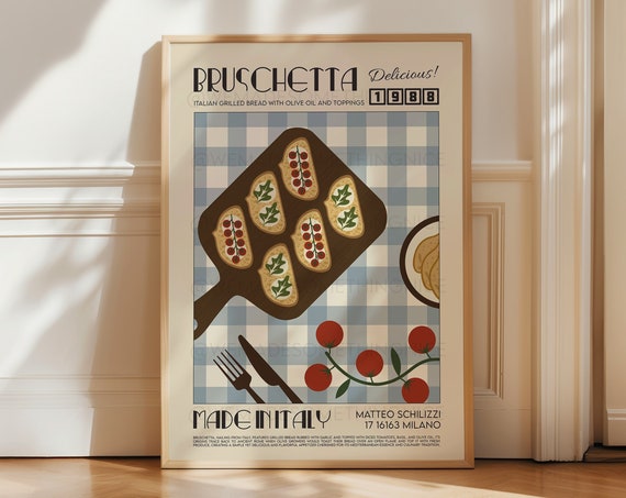 Bruschetta Kitchen Art, Mid-Century Modern Italy Poster