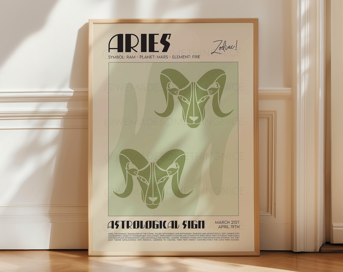 Aries Horoscope Print, Astrological Wall Art