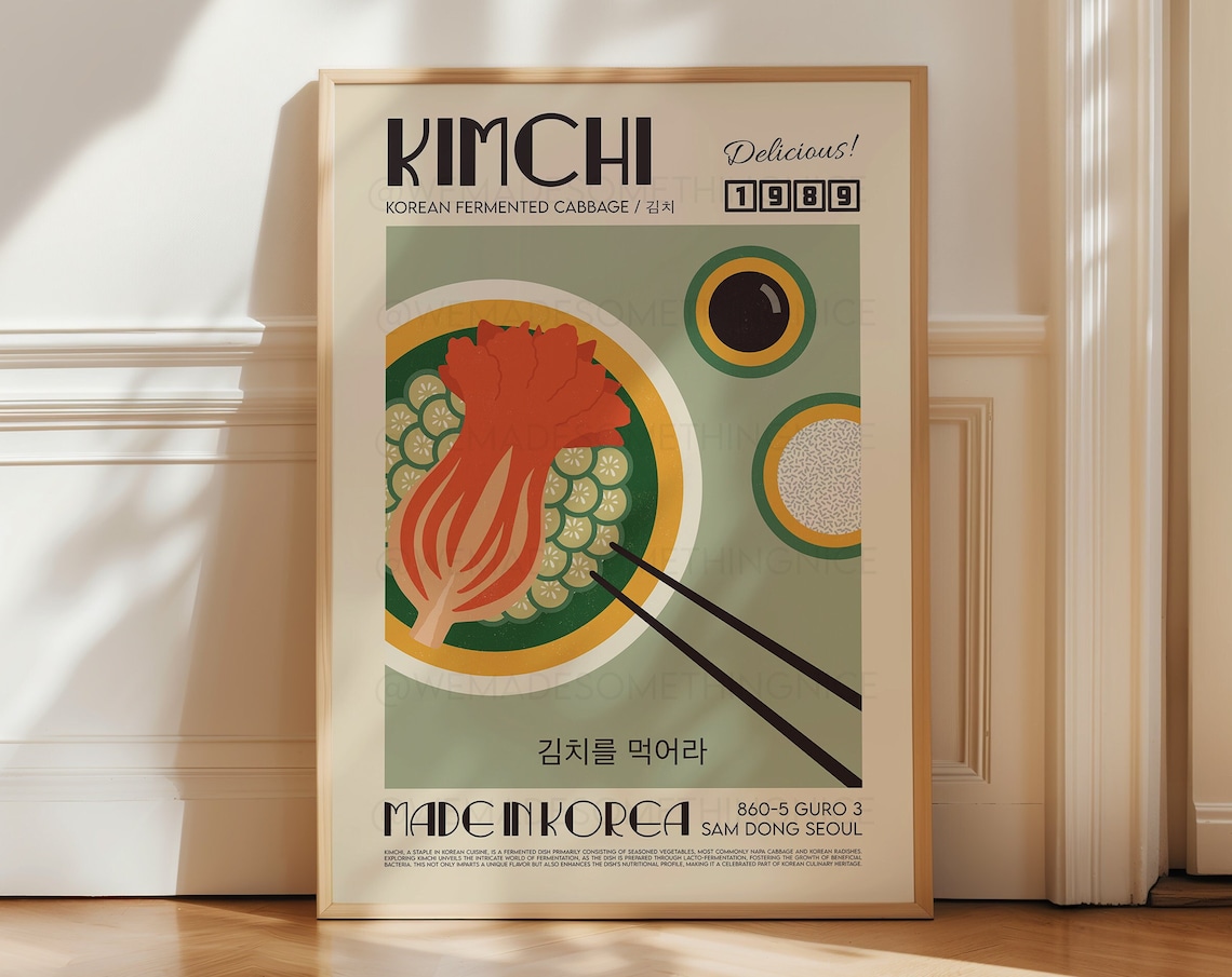 Kimchi Kitchen Poster, Modern Food Art Print