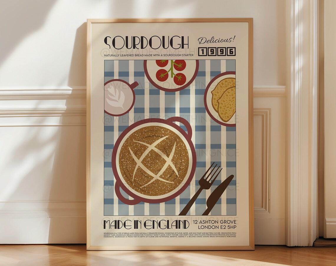 Sourdough Kitchen Art Poster, Modern Food Decor
