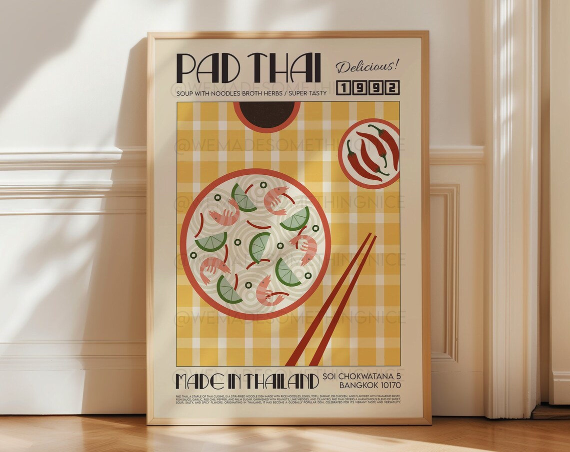Pad Thai Retro Kitchen Art Poster Print