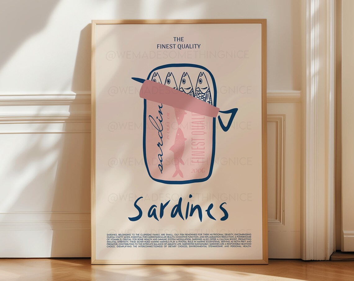 Sardines Print, Retro Kitchen Wall Art