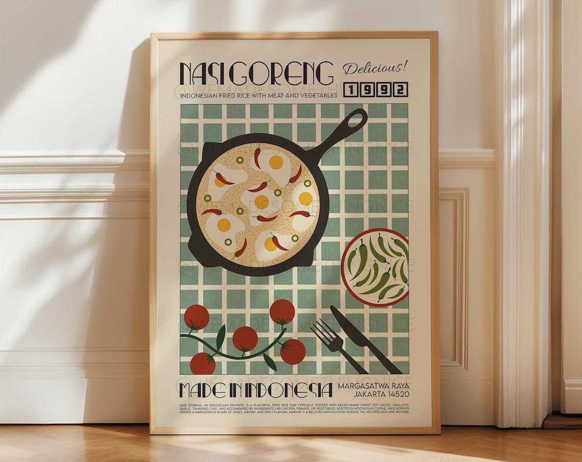 Nasi Goreng Retro Kitchen Poster, Food Print