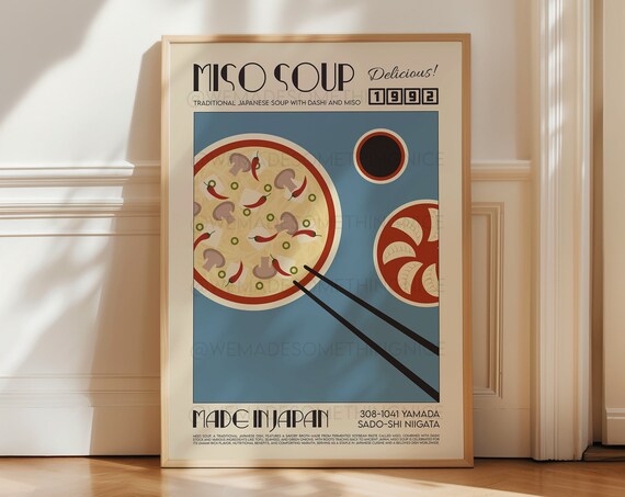 Miso Soup Asian Food Poster, Retro Kitchen Decor