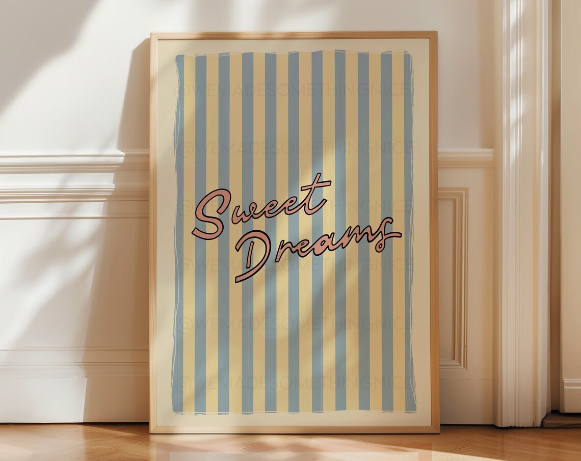 Sweet Dreams Retro Art Print, Coquette Room Decor