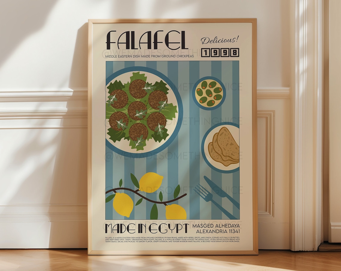 Falafel Print, Mid-Century Modern Kitchen Poster